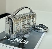 Fendi Baguette Mini Brown FF jacquard silver bag - 4