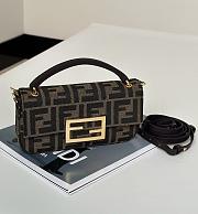 Fendi Baguette Mini Brown FF jacquard fabric bag - 1