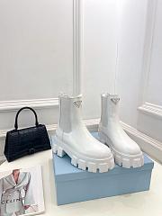 Prada Women Monolith Brushed Leather Boots In White - 1