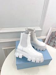 Prada Women Monolith Brushed Leather Boots In White - 6