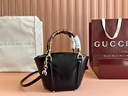 Gucci Mini bamboo top handle tote bag black shiny leather - 1