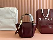 Gucci Mini bamboo top handle tote bag rosso Ancora red shiny leather - 1