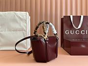 Gucci Mini bamboo top handle tote bag rosso Ancora red shiny leather - 6