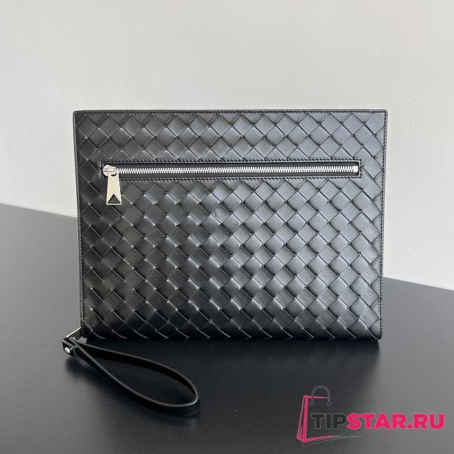 Bottega Veneta Intrecciato Document Case With Wristlet Black - 1