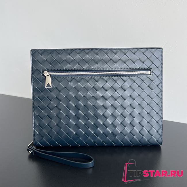 Bottega Veneta Intrecciato Document Case With Wristlet Blue - 1