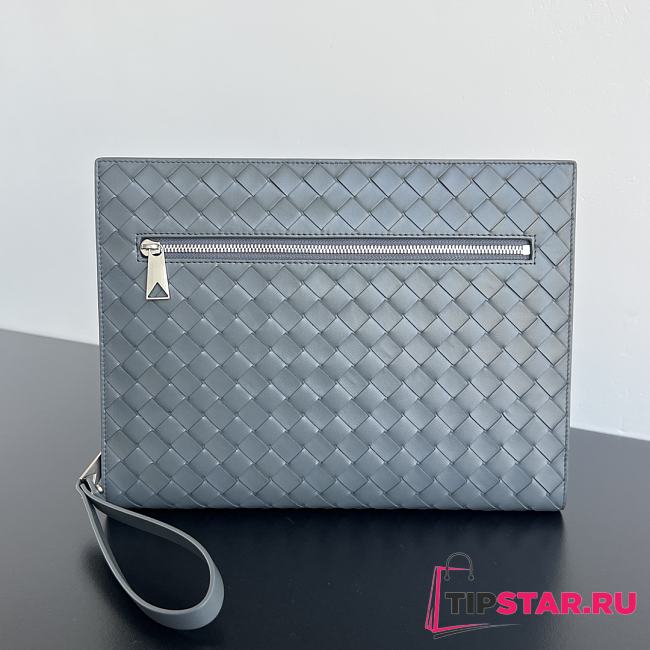 Bottega Veneta Intrecciato Document Case With Wristlet Light Blue - 1