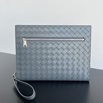 Bottega Veneta Intrecciato Document Case With Wristlet Light Blue