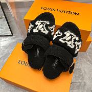 Louis Vuitton Fur Flat Sandals In Black White Pattern - 3