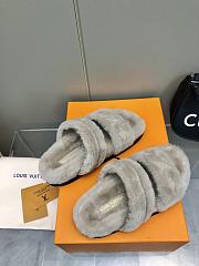 Louis Vuitton Fur Flat Sandals In Gray - 4