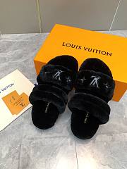 Louis Vuitton Fur Flat Sandals In Black - 6