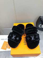 Louis Vuitton Fur Flat Sandals In Black - 2