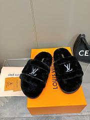 Louis Vuitton Fur Slipper In Black - 1