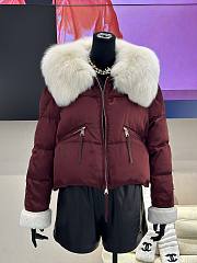 Max Mara Short Down Jacket In Burgundy - 1