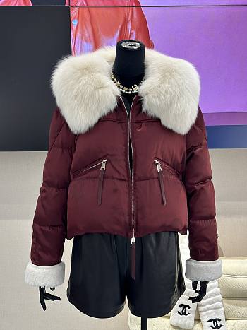 Max Mara Short Down Jacket In Burgundy