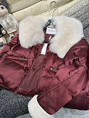 Max Mara Short Down Jacket In Burgundy - 5