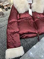 Max Mara Short Down Jacket In Burgundy - 2