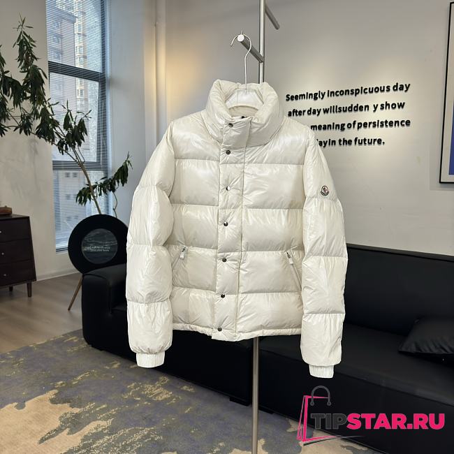 Moncler Corduroy Short Down Jacket White - 1