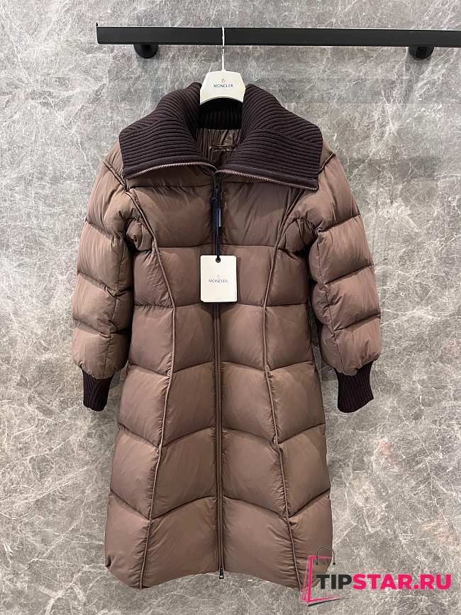 Moncler Brerelle Long Down Jacket Coffee - 1