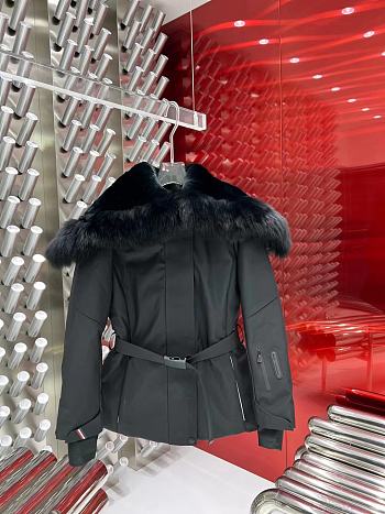 Moncler Cupidone Hooded Shearling Short Down Jacket Black