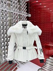 Moncler Cupidone Hooded Shearling Short Down Jacket White - 1