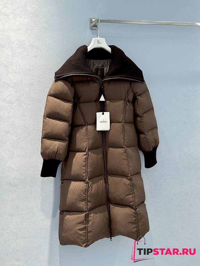 Moncler Brerelle Long Down Jacket Brown - 1