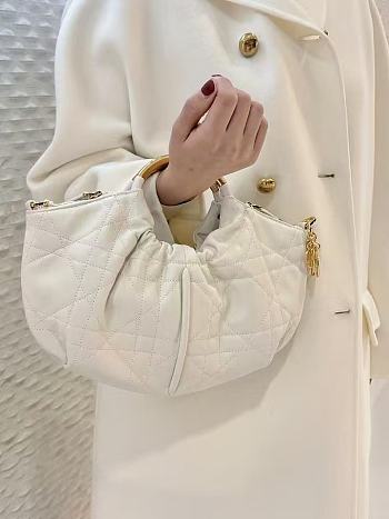 Dior Walk in Purse White Macrocannage Calfskin