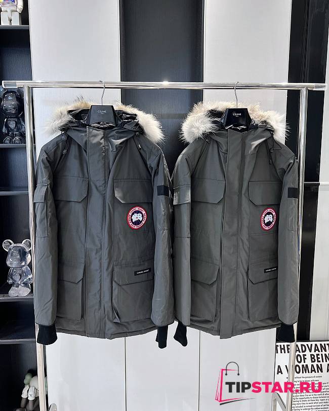 Canada Goose Expedition Logo Patch Hooded Parka Dark Gray - 1