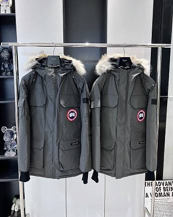 Canada Goose Expedition Logo Patch Hooded Parka Dark Gray