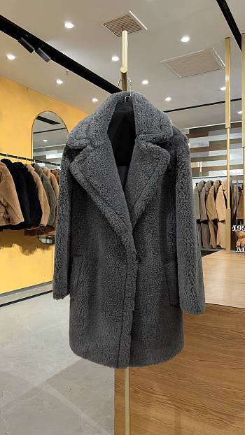 Max Mara Teddy Bear Jacket In Dark Gray