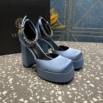 Versace Medusa Platform Sandals Blue