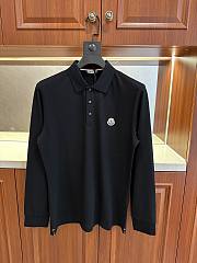 Moncler Long Sleeve Polo Shirt in Navy Black - 1