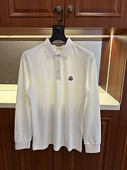 Moncler Long Sleeve Polo Shirt in White - 1