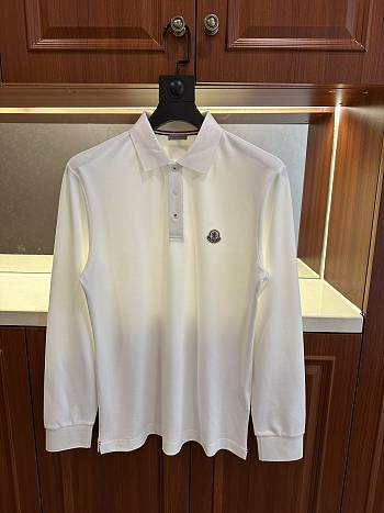 Moncler Long Sleeve Polo Shirt in White