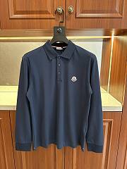 Moncler Long Sleeve Polo Shirt in Navy Blue - 1