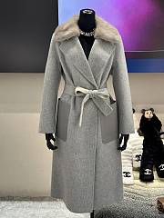 Fendi Cashmere Coat With Fur Collar Gray - 1