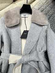 Fendi Cashmere Coat With Fur Collar Gray - 5