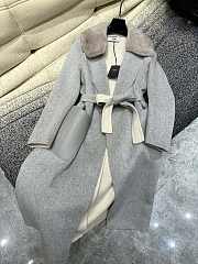 Fendi Cashmere Coat With Fur Collar Gray - 3