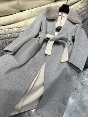 Fendi Cashmere Coat With Fur Collar Gray - 2