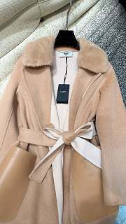 Fendi Cashmere Coat With Fur Collar Brown - 6