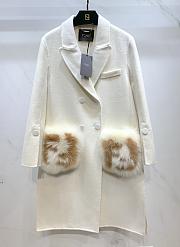 Fendi Coat With Fur Pockets In White - 1