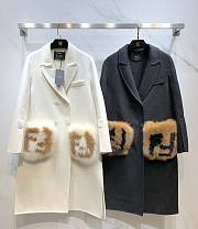 Fendi Coat With Fur Pockets In White - 3