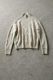 Max Mara Studio Certo Crewneck Pointelle Cable-Knit Sweater White - 1