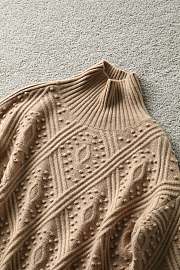 Max Mara Studio Certo Crewneck Pointelle Cable-Knit Sweater Beige - 4