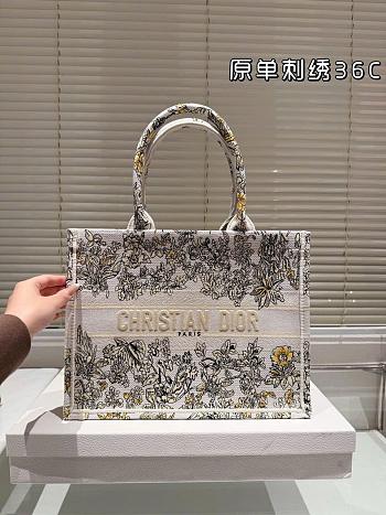 Dior Large Book Tote Latte Embroidery with Gold-Tone 