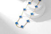 Van Cleef & Arpels Alhumbra Vintage Necklace Gold Tone In Blue - 6