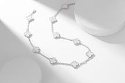 Van Cleef & Arpels Alhumbra Vintage Necklace Silver Tone In White - 1