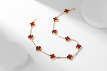 Van Cleef & Arpels Alhumbra Vintage Necklace Gold Tone In Red