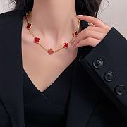 Van Cleef & Arpels Alhumbra Vintage Necklace Gold Tone In Red - 6