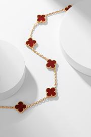 Van Cleef & Arpels Alhumbra Vintage Necklace Gold Tone In Red - 5