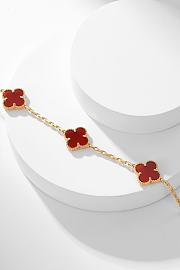 Van Cleef & Arpels Alhumbra Vintage Necklace Gold Tone In Red - 3